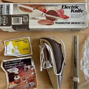 Vintage Hamilton Beach Brown and White Electric Knife made in USA